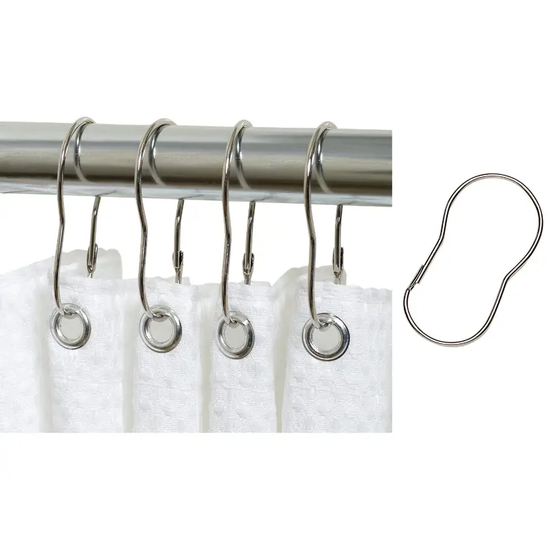 Zenith Zenna Home Chrome Shower Curtain Hooks – Pack Of 12 Plain Style Hooks 1